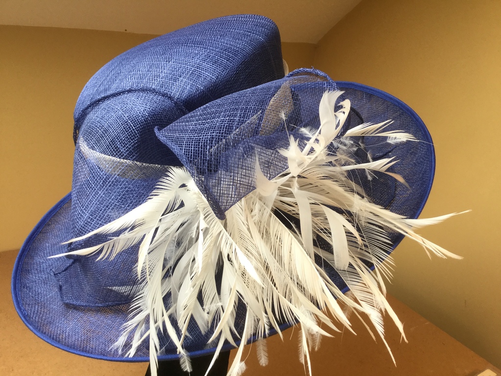 Blue Royal Sinemay White Feathers